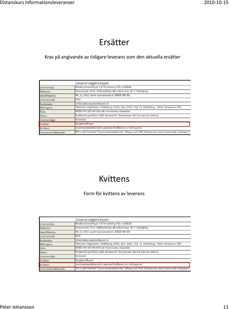 aktuella ersätter Kvittens Form