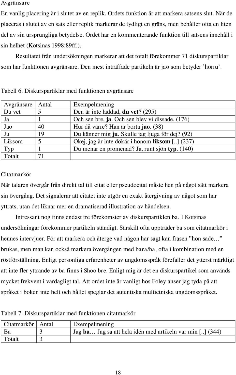 Ordet har en kommenterande funktion till satsens innehåll i sin helhet (Kotsinas 1998:89ff.).