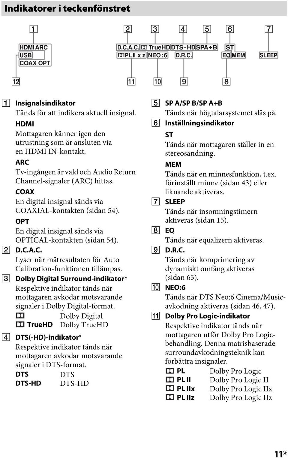 B D.C.A.C. Lyser när mätresultaten för Auto Calibration-funktionen tillämpas.