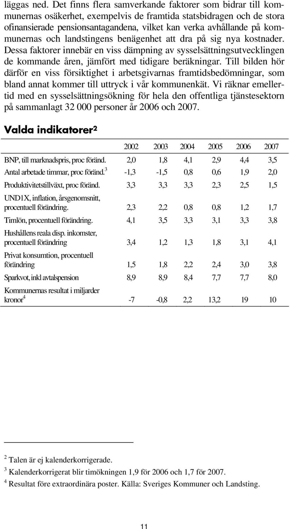 kommunernas och landstingens benägenhet att dra på sig nya kostnader. Dessa faktorer innebär en viss dämpning av sysselsättningsutvecklingen de kommande åren, jämfört med tidigare beräkningar.