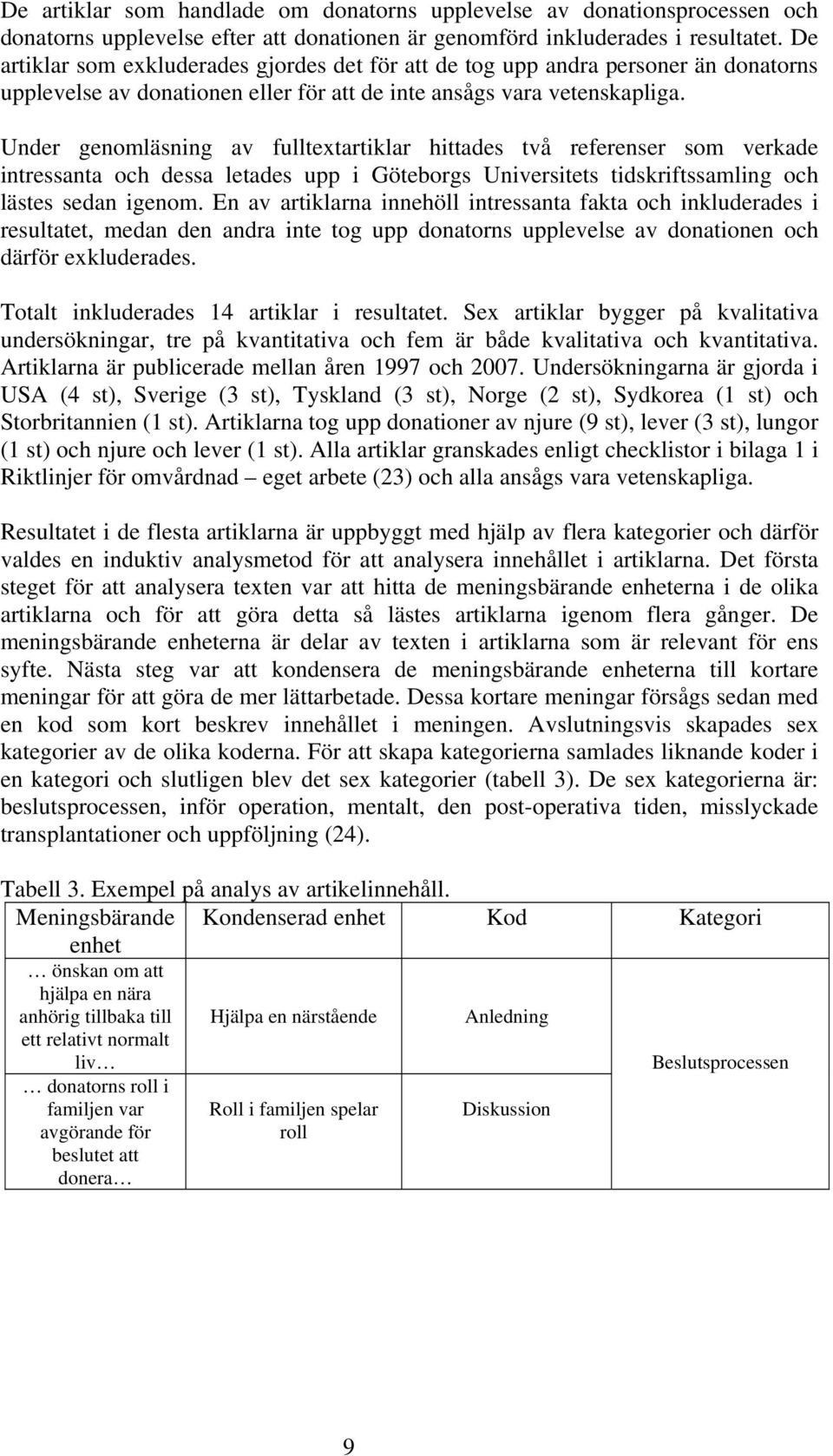 Under genomläsning av fulltextartiklar hittades två referenser som verkade intressanta och dessa letades upp i Göteborgs Universitets tidskriftssamling och lästes sedan igenom.