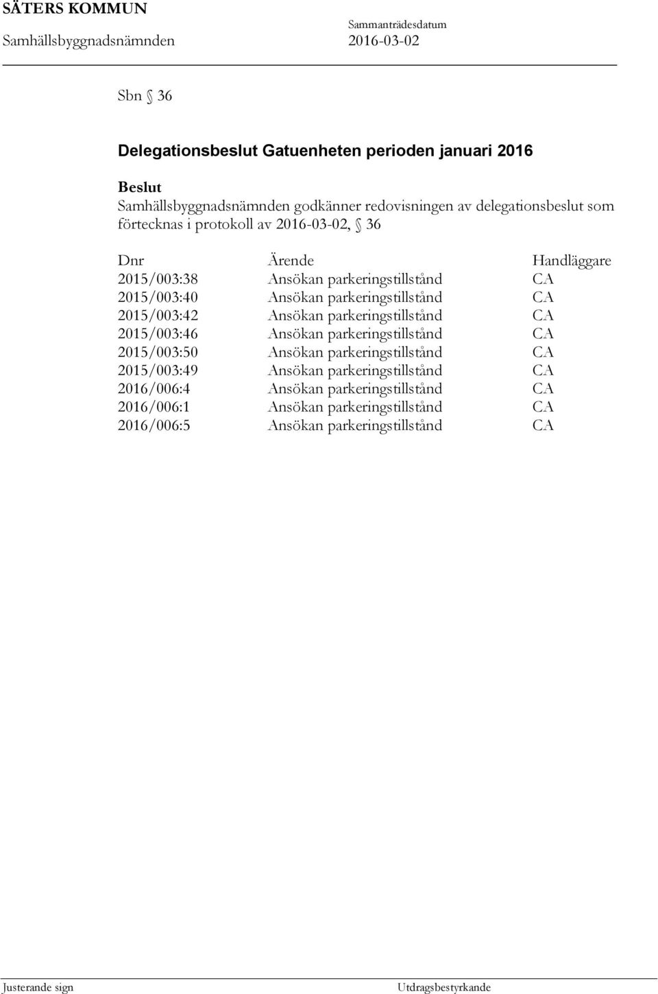 2015/003:42 Ansökan parkeringstillstånd CA 2015/003:46 Ansökan parkeringstillstånd CA 2015/003:50 Ansökan parkeringstillstånd CA 2015/003:49