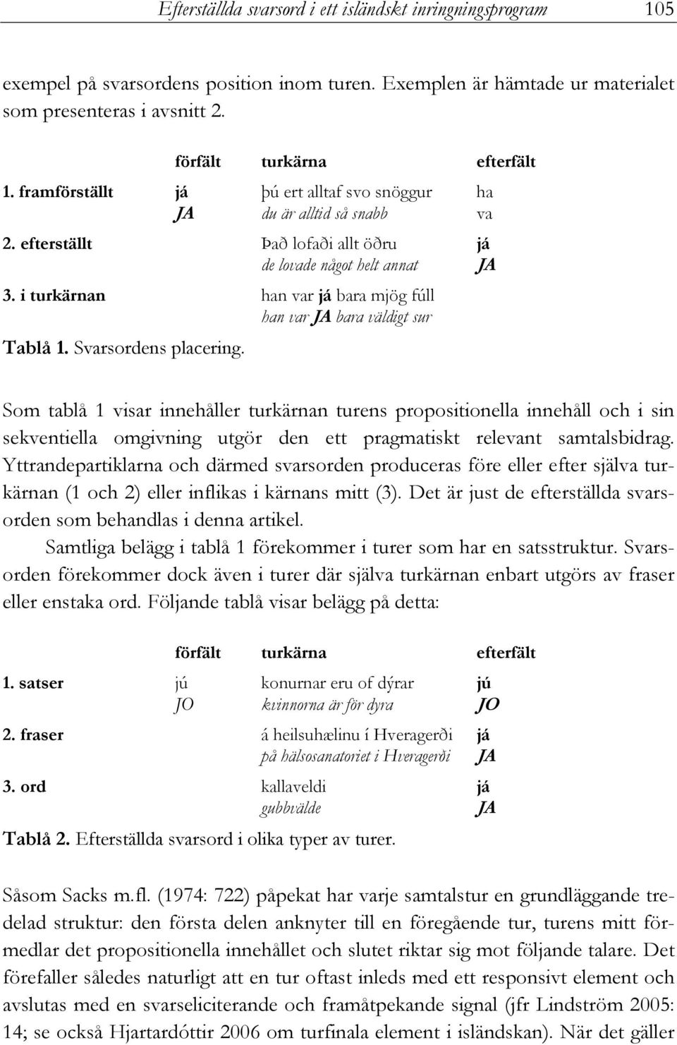 i turkärnan han var já bara mjög fúll han var JA bara väldigt sur Tablå 1. Svarsordens placering.