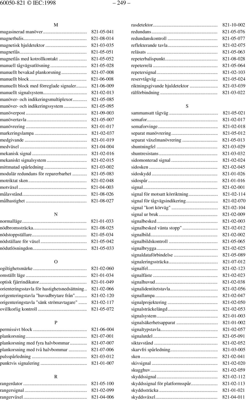 .. 821-02-013 manöver- och indikeringsmultiplexor... 821-05-085 manöver- och indikeringssystem... 821-05-095 manöverpost... 821-09-003 manövertavla... 821-05-007 manövrering.