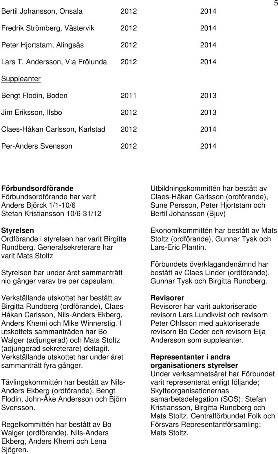 Förbundsordförande har varit Anders Björck 1/1-10/6 Stefan Kristiansson 10/6-31/12 Styrelsen Ordförande i styrelsen har varit Birgitta Rundberg.