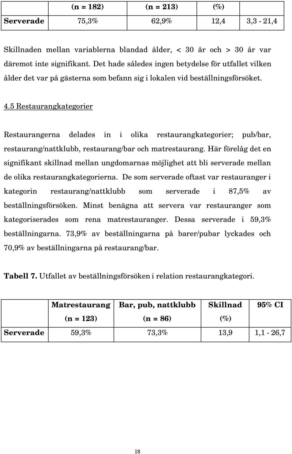 5 Restaurangkategorier Restaurangerna delades in i olika restaurangkategorier; pub/bar, restaurang/nattklubb, restaurang/bar och matrestaurang.