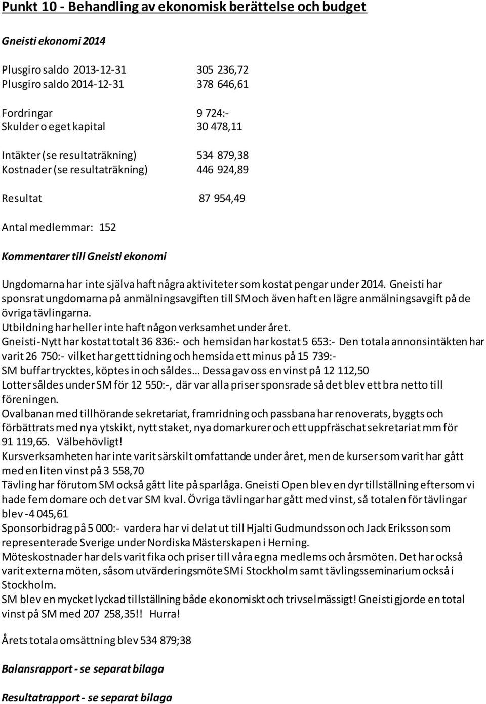 några aktiviteter som kostat pengar under 2014. Gneisti har sponsrat ungdomarna på anmälningsavgiften till SM och även haft en lägre anmälningsavgift på de övriga tävlingarna.