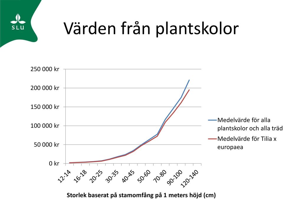 plantskolor och alla träd Medelvärde för Tilia x