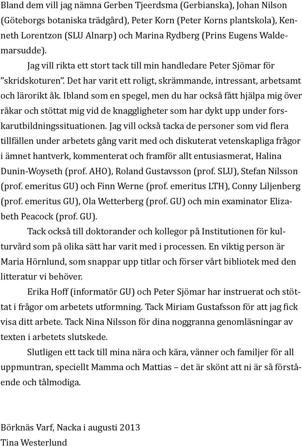 Ibland som en spegel, men du har också fått hjälpa mig över råkar och stöttat mig vid de knaggligheter som har dykt upp under forskarutbildningssituationen.