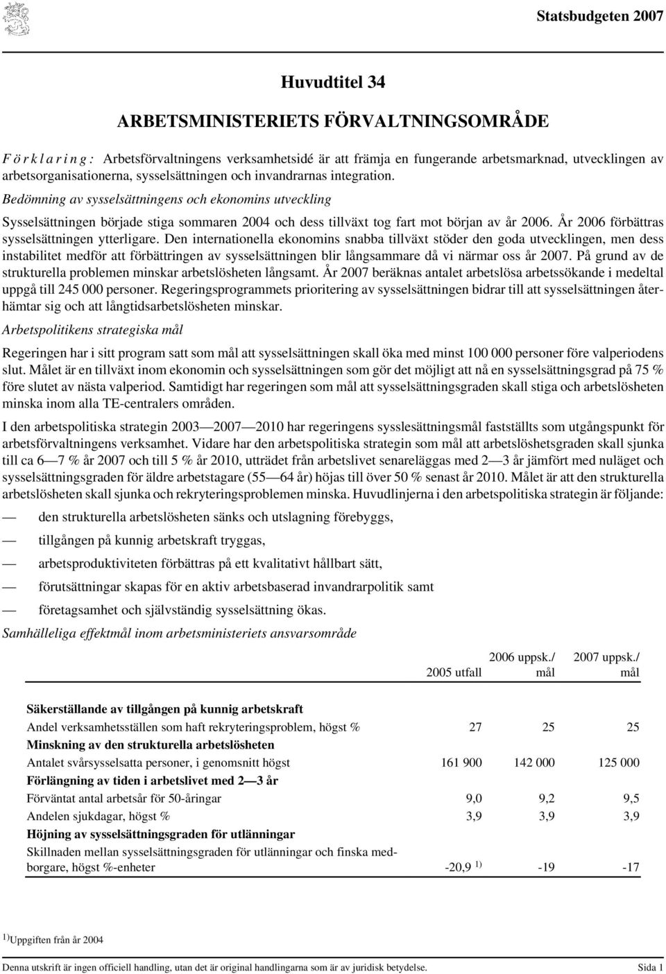 År 2006 förbättras sysselsättningen ytterligare.