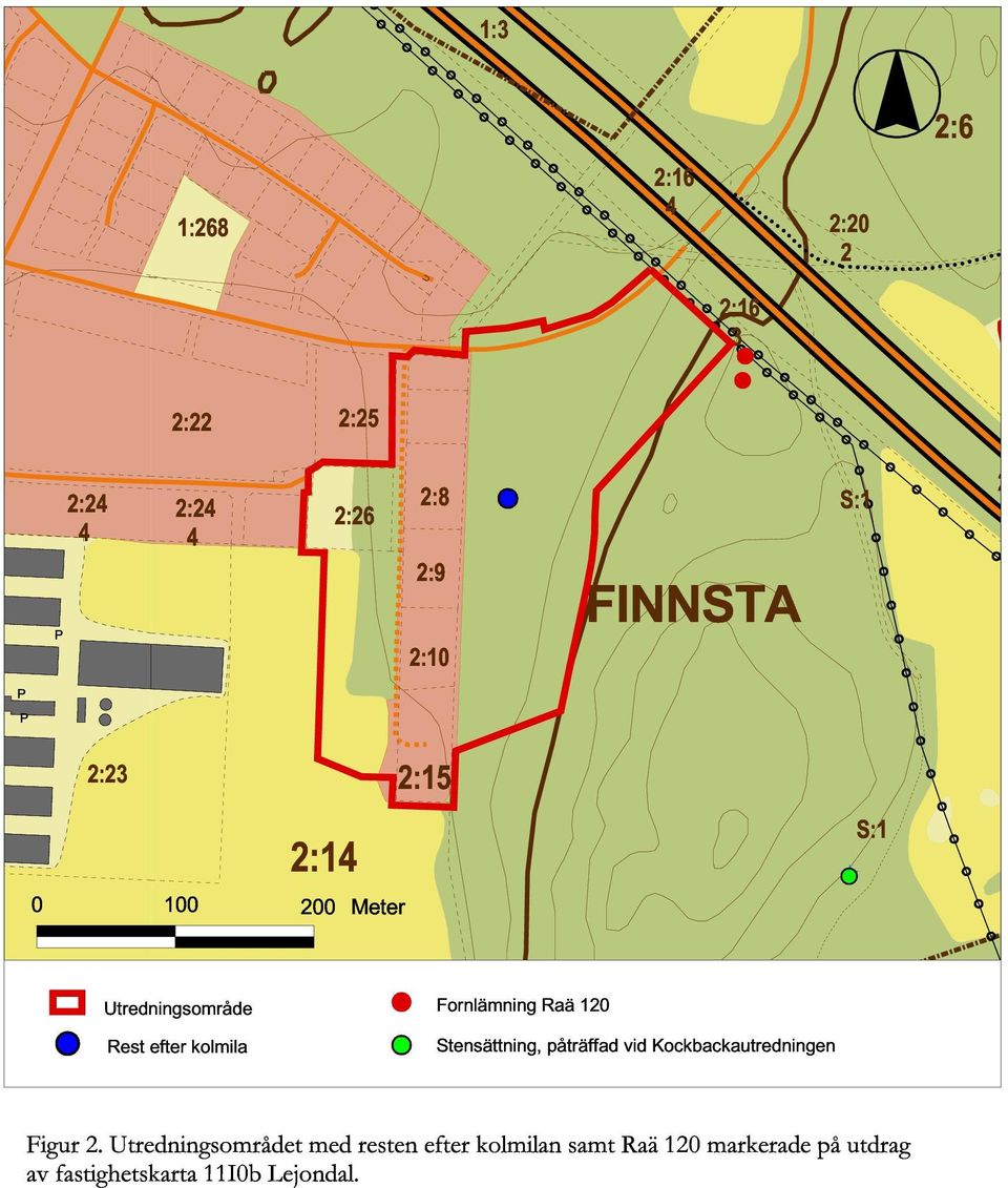 Fornlämning Raä 120 # tensättning, påträffad vid Kockbackautredningen Figur 2.