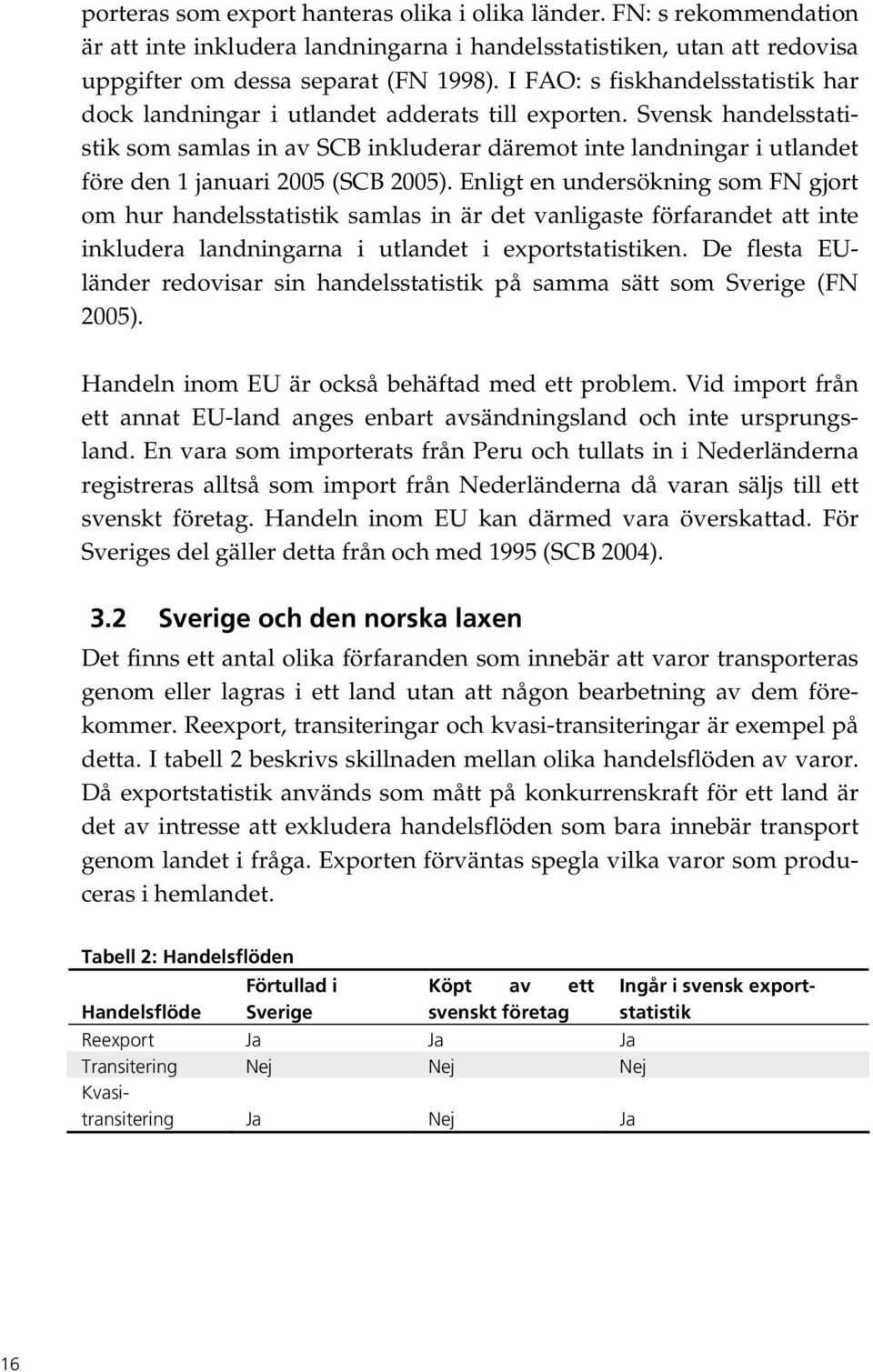 Svensk handelsstatistik som samlas in av SCB inkluderar däremot inte landningar i utlandet före den 1 januari 2005 (SCB 2005).