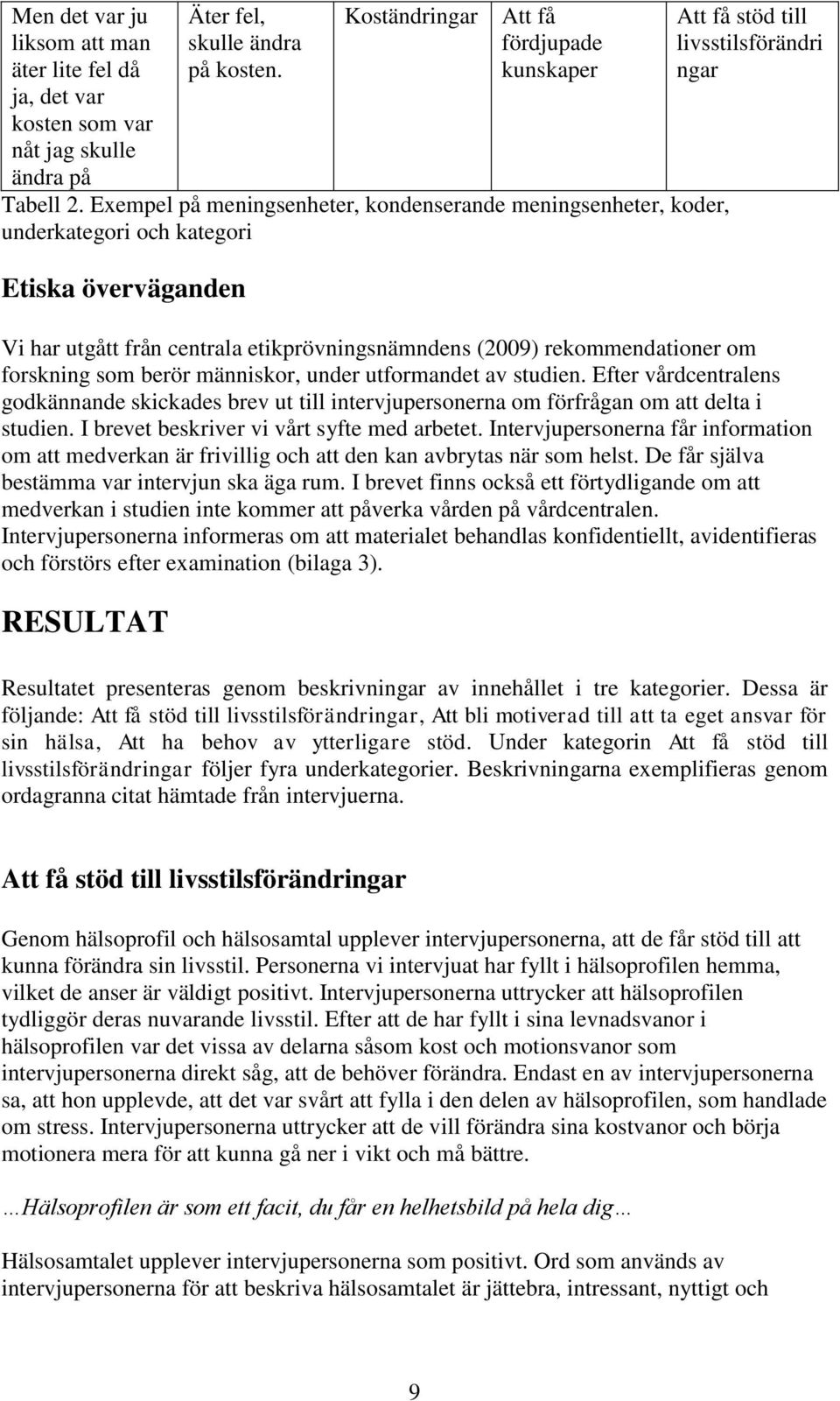 etikprövningsnämndens (2009) rekommendationer om forskning som berör människor, under utformandet av studien.