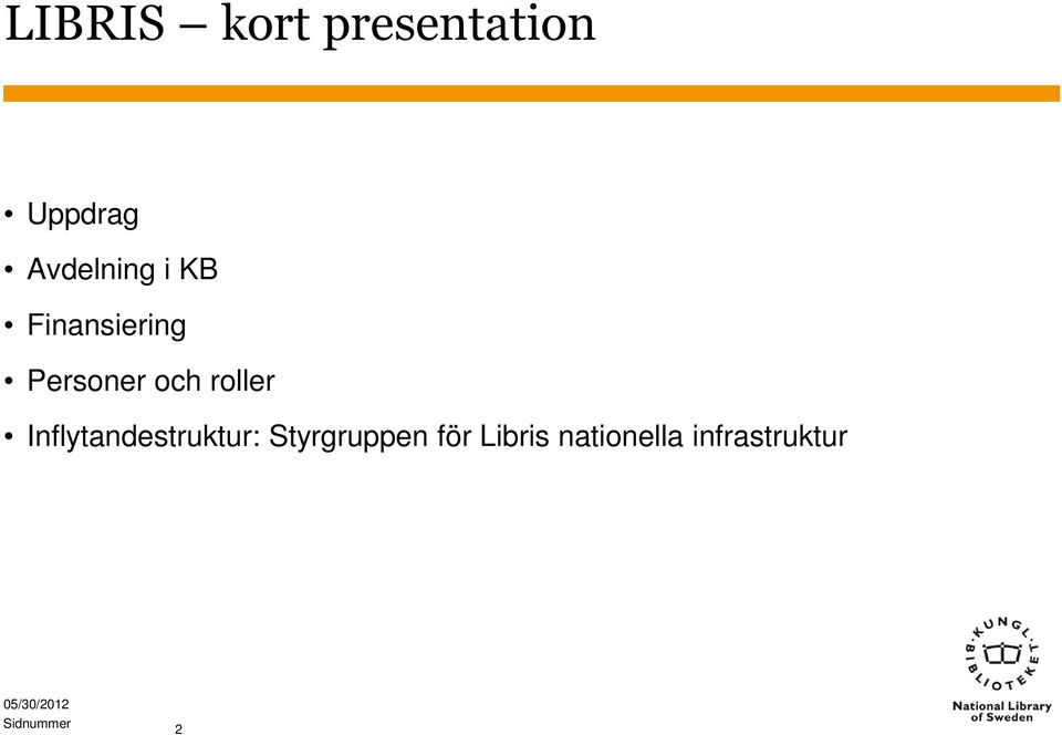 Inflytandestruktur: Styrgruppen för Libris