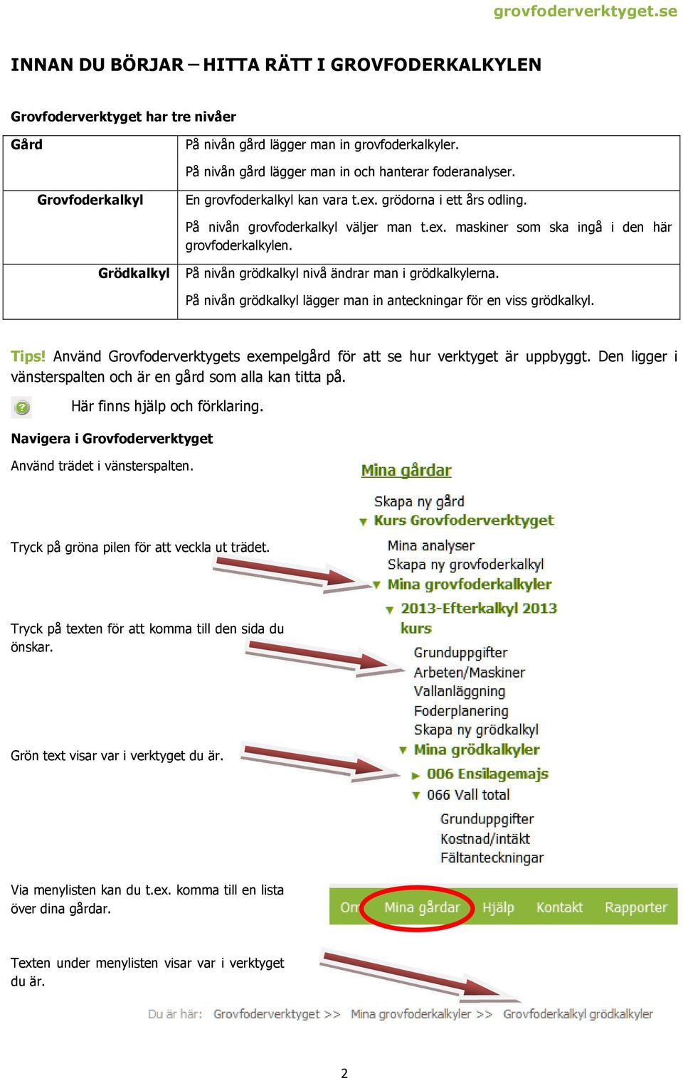 Grödkalkyl På nivån grödkalkyl nivå ändrar man i grödkalkylerna. På nivån grödkalkyl lägger man in anteckningar för en viss grödkalkyl. Tips!
