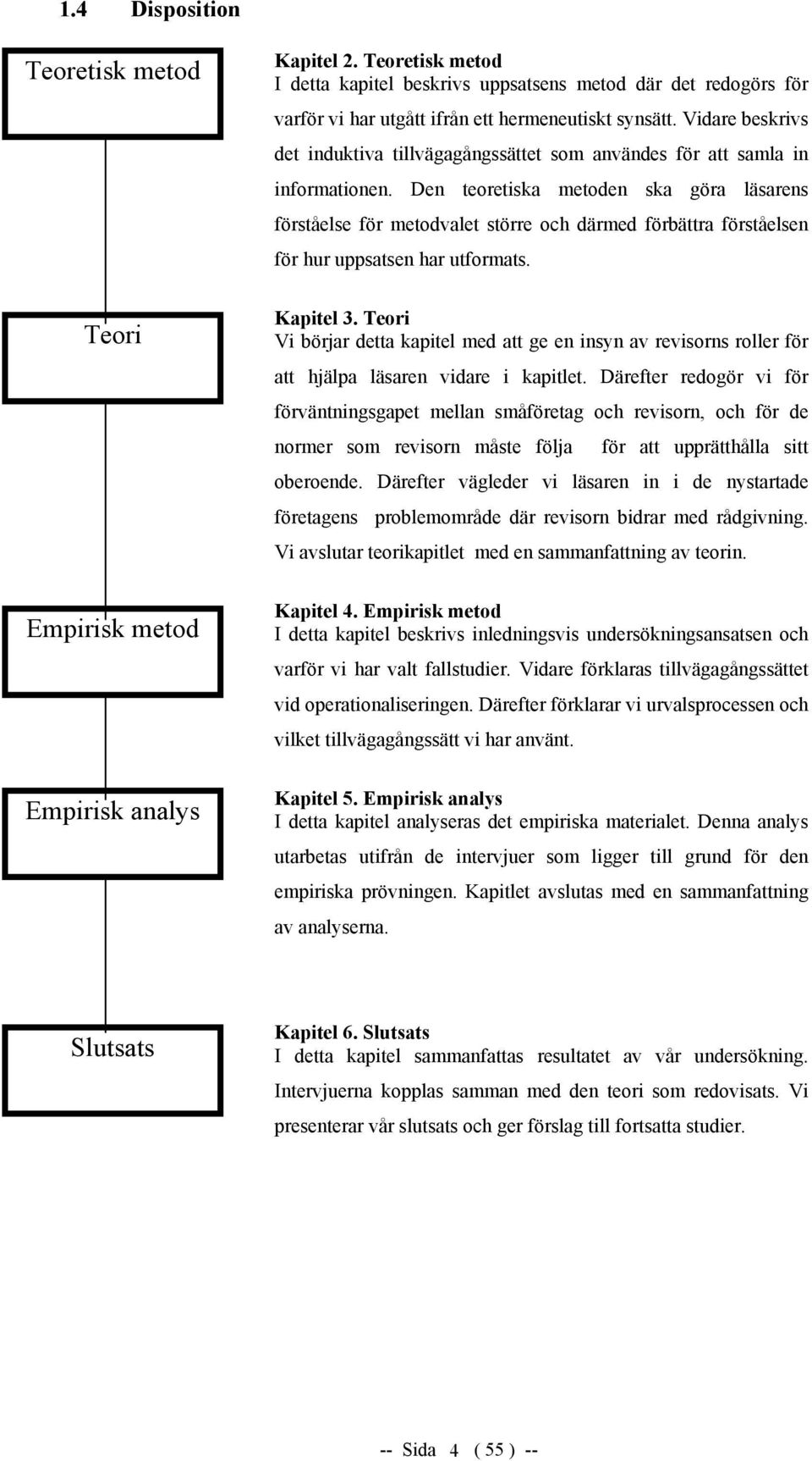 Den teoretiska metoden ska göra läsarens förståelse för metodvalet större och därmed förbättra förståelsen för hur uppsatsen har utformats. Teori Kapitel 3.