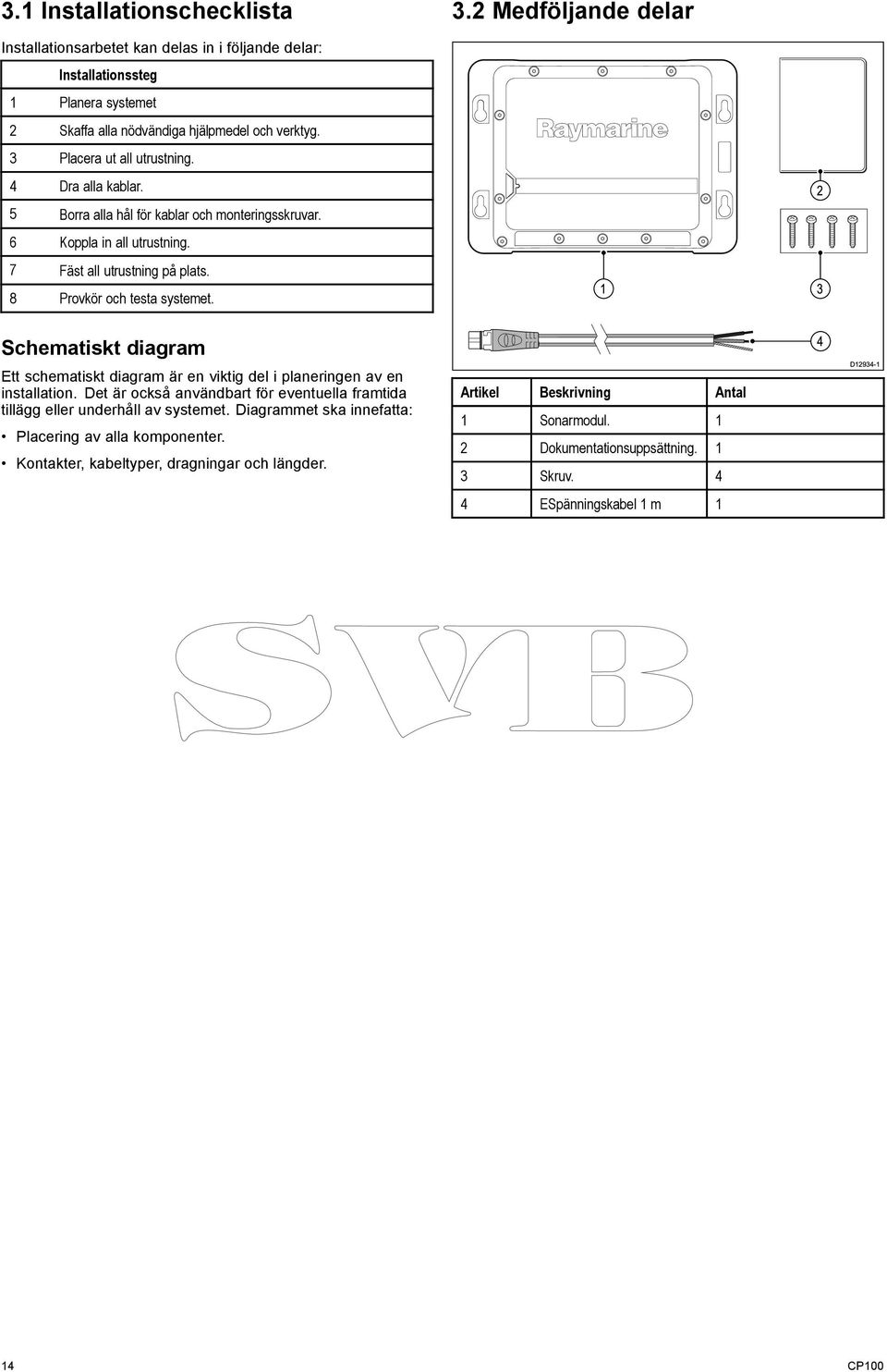 2 Medföljande delar 1 3 2 Schematiskt diagram Ett schematiskt diagram är en viktig del i planeringen av en installation.