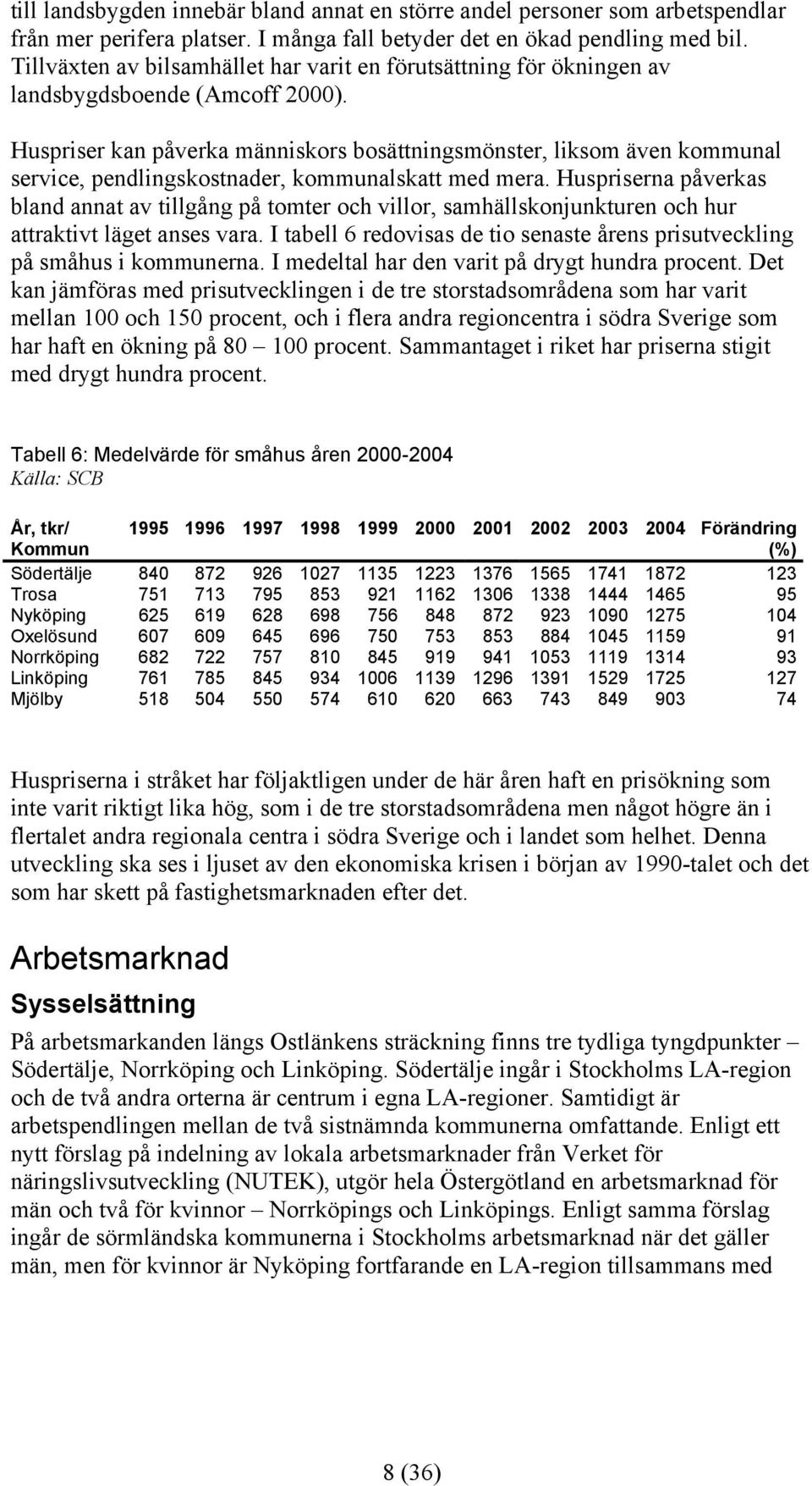 Huspriser kan påverka människors bosättningsmönster, liksom även kommunal service, pendlingskostnader, kommunalskatt med mera.