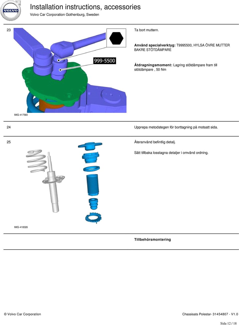 Lagring stötdämpare fram till stötdämpare, 50 Nm IMG-417560 24 Upprepa metodstegen för