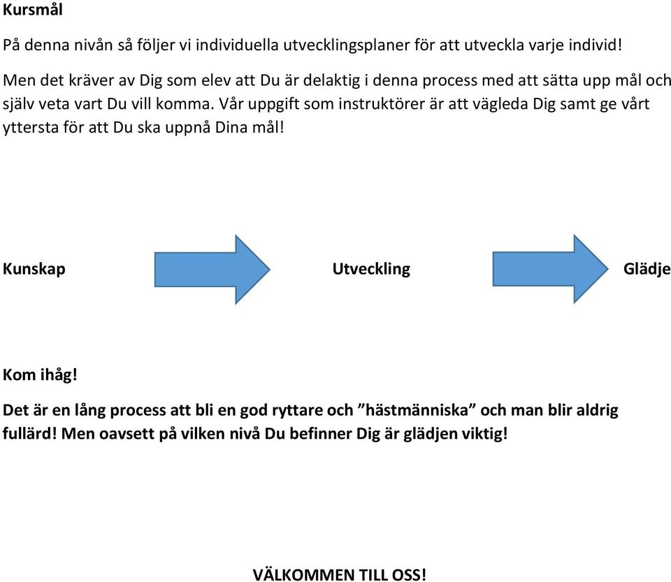 Vår uppgift som instruktörer är att vägleda Dig samt ge vårt yttersta för att Du ska uppnå Dina mål!