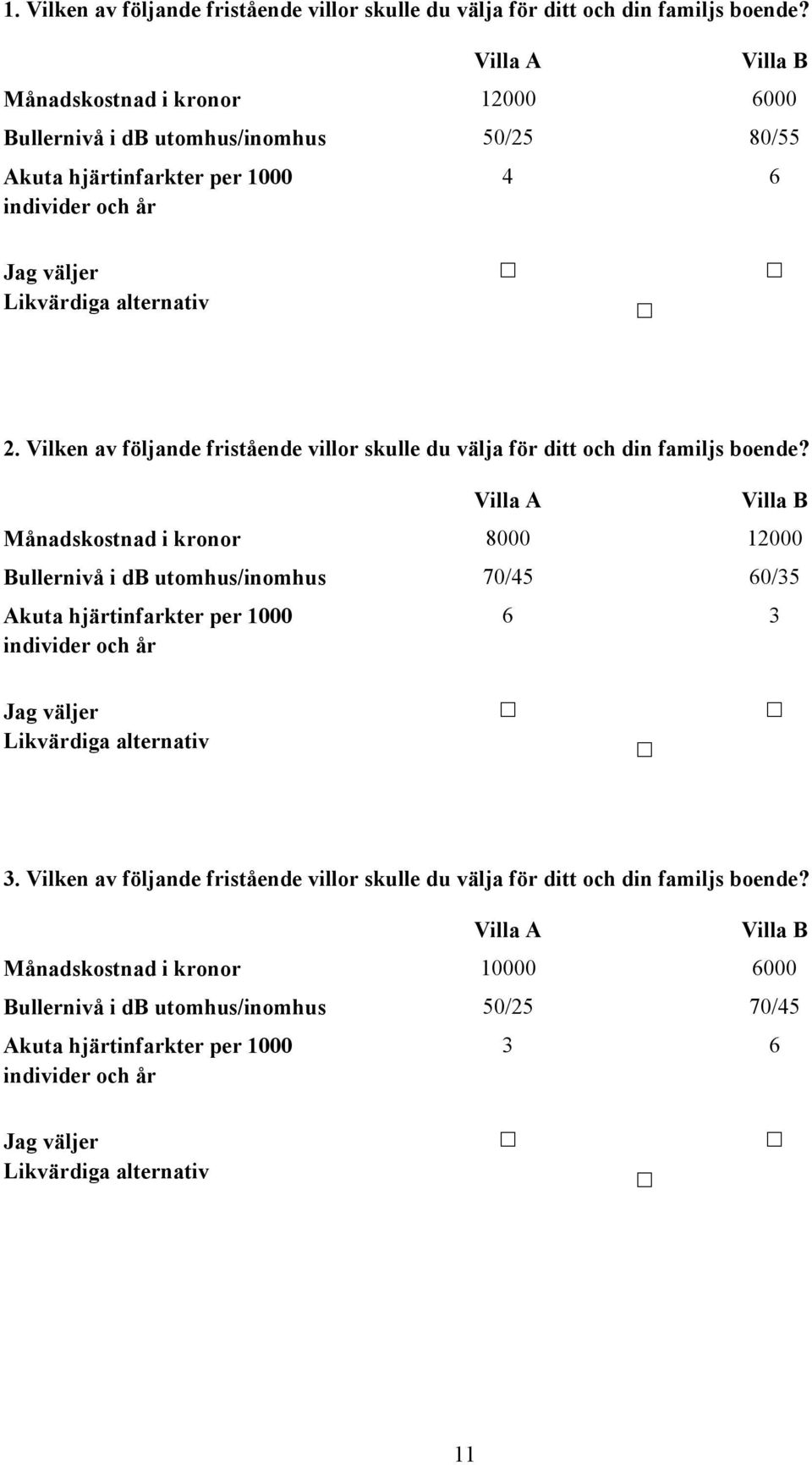 Vilken av följande fristående villor skulle du välja för ditt och din familjs boende?