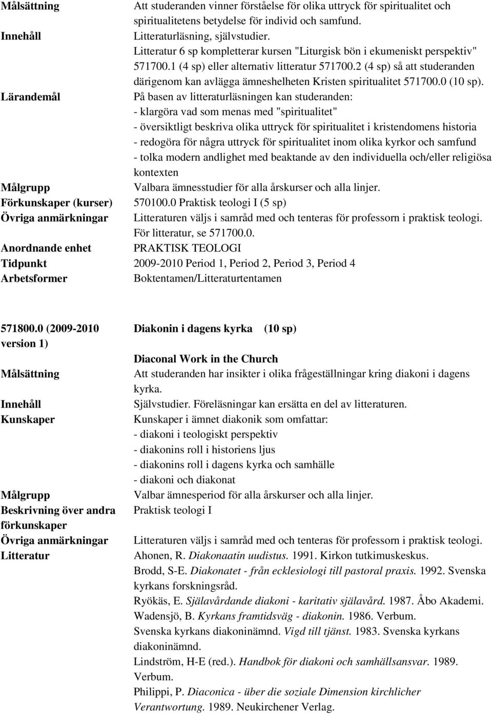 2 (4 sp) så att studeranden därigenom kan avlägga ämneshelheten Kristen spiritualitet 571700.0 (10 sp).