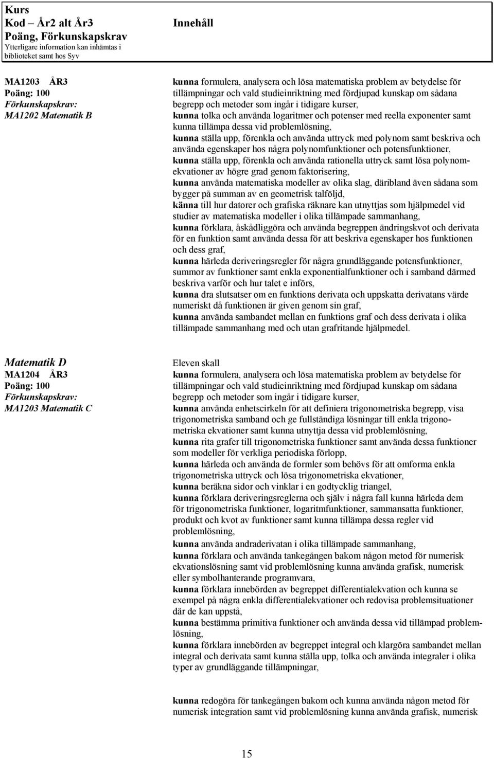 polynom samt beskriva och använda egenskaper hos några polynomfunktioner och potensfunktioner, kunna ställa upp, förenkla och använda rationella uttryck samt lösa polynomekvationer av högre grad