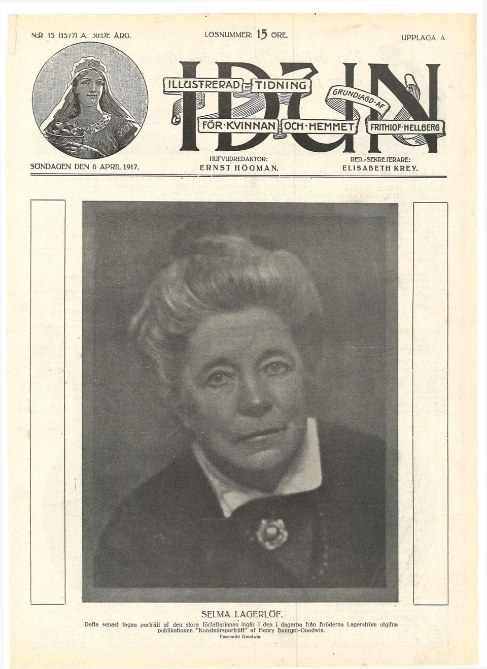 RED.-SEKRE rerare: ELISABETH KREY. SELMA LAGERLÖF.