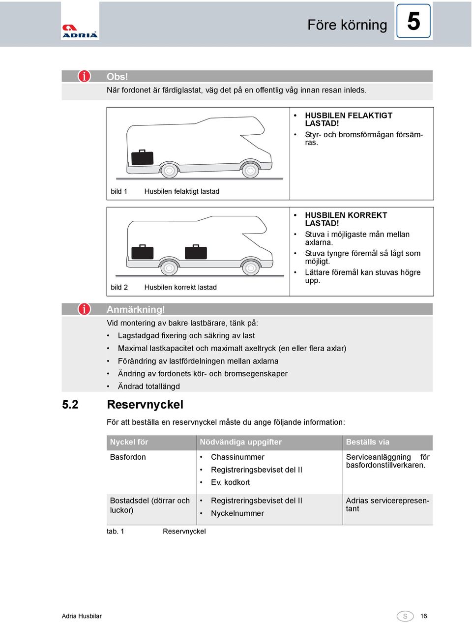 Lättare föremål kan stuvas högre upp. Anmärkning!