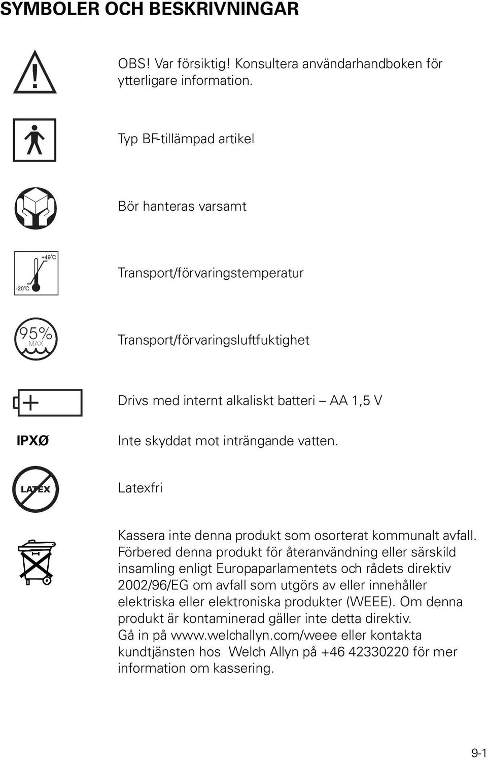 vatten. Latexfri Kassera inte denna produkt som osorterat kommunalt avfall.