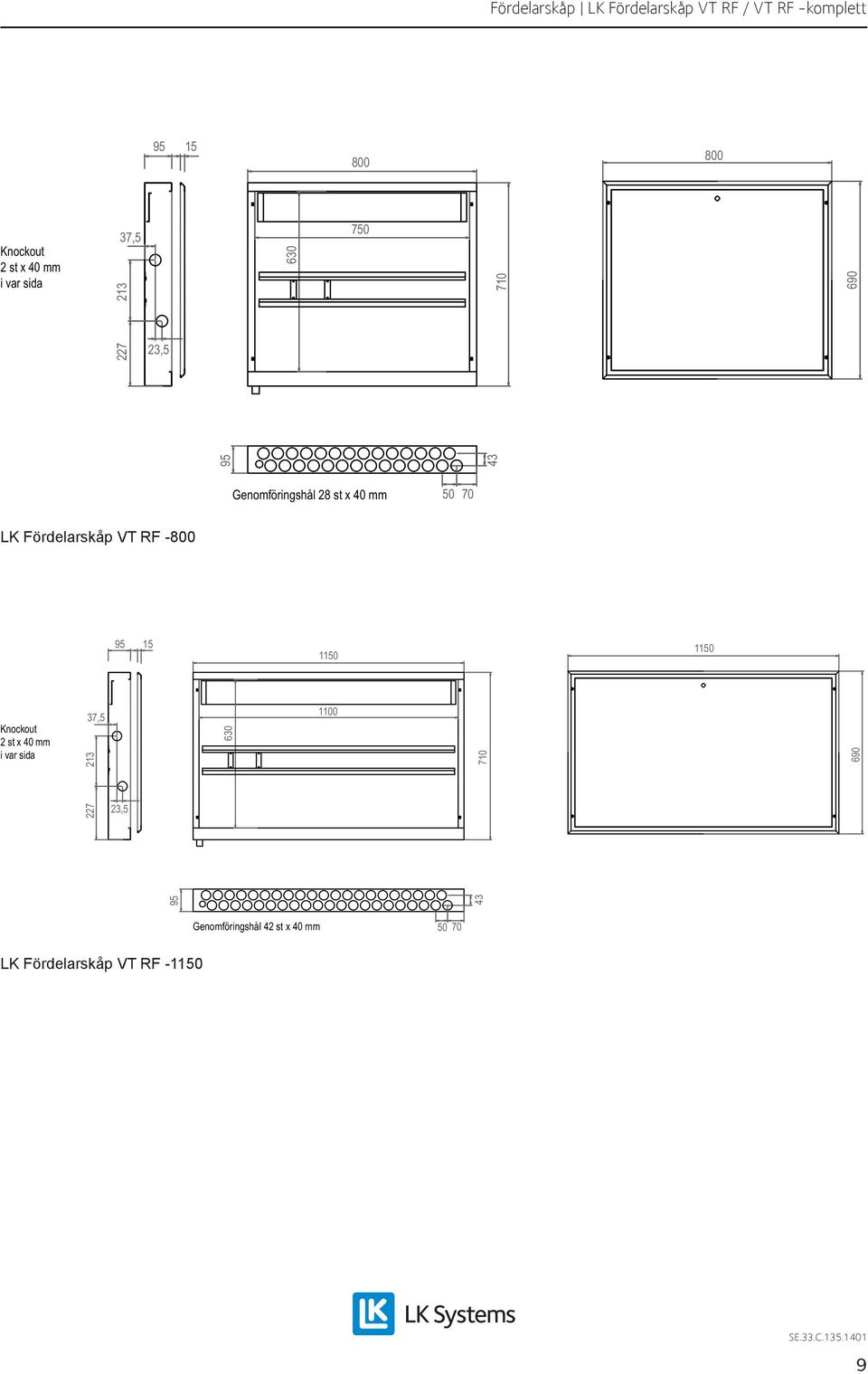 95 15 1150 1150 Knockout 2 st x 40 mm i var sida 37,5 213 630 1100 710 95