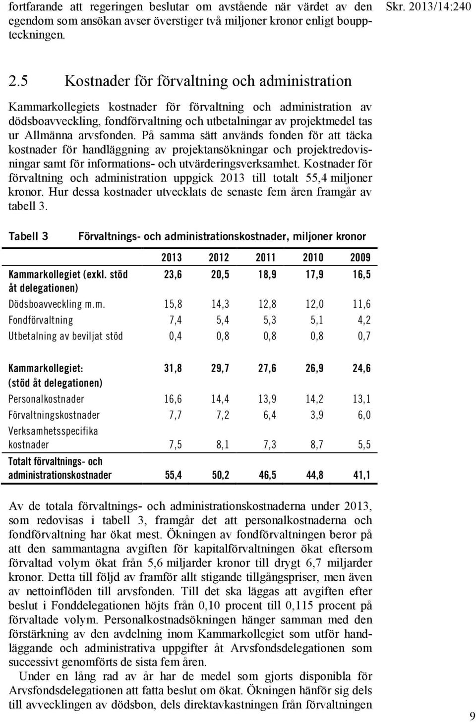 arvsfonden. På samma sätt används fonden för att täcka kostnader för handläggning av projektansökningar och projektredovisningar samt för informations- och utvärderingsverksamhet.