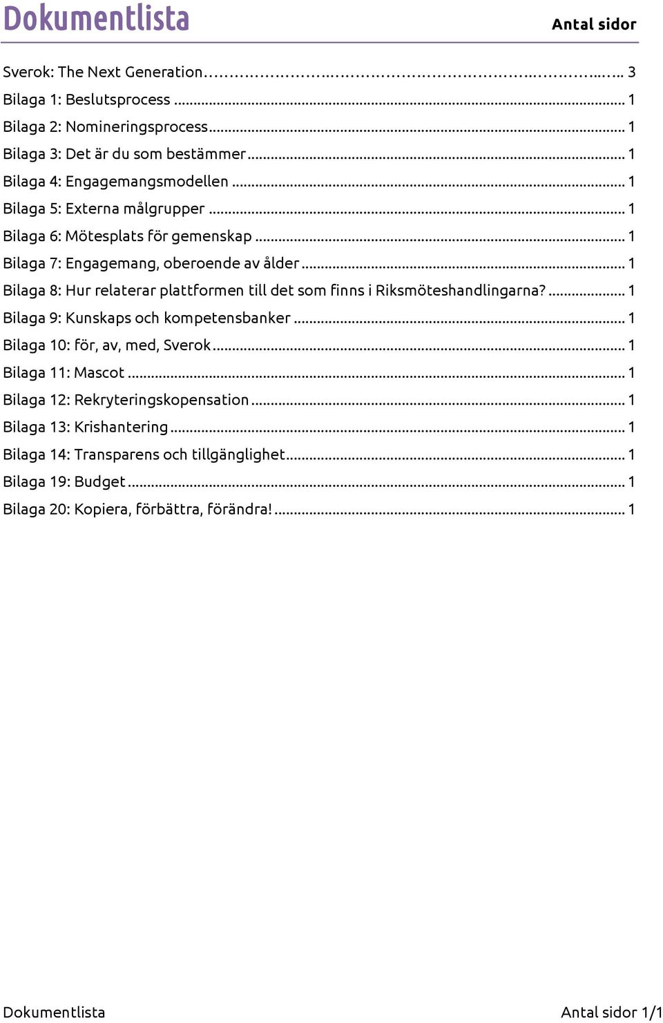 .. 1 Bilaga 8: Hur relaterar plattformen till det som finns i Riksmöteshandlingarna?... 1 Bilaga 9: Kunskaps och kompetensbanker... 1 Bilaga 10: för, av, med, Sverok.