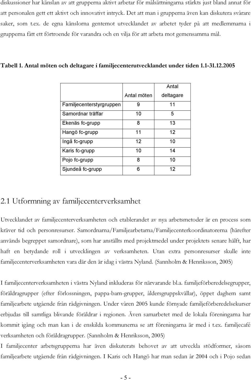 de egna känslorna gentemot utvecklandet av arbetet tyder på att medlemmarna i grupperna fått ett förtroende för varandra och en vilja för att arbeta mot gemensamma mål. Tabell 1.