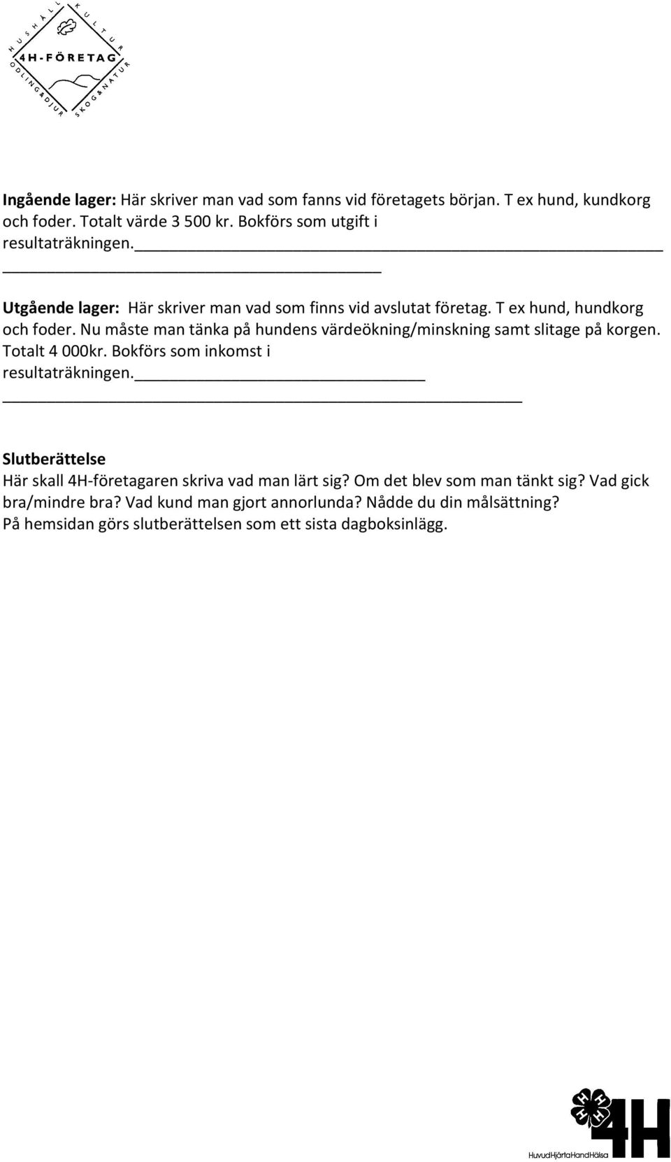 Nu måste man tänka på hundens värdeökning/minskning samt slitage på korgen. Totalt 4 000kr. Bokförs som inkomst i resultaträkningen.