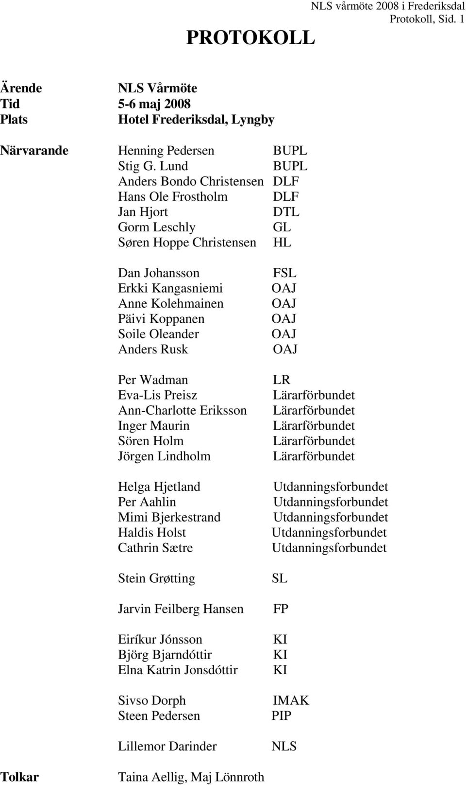 Anders Rusk Per Wadman Eva-Lis Preisz Ann-Charlotte Eriksson Inger Maurin Sören Holm Jörgen Lindholm Helga Hjetland Per Aahlin Mimi Bjerkestrand Haldis Holst Cathrin Sætre Stein Grøtting Jarvin