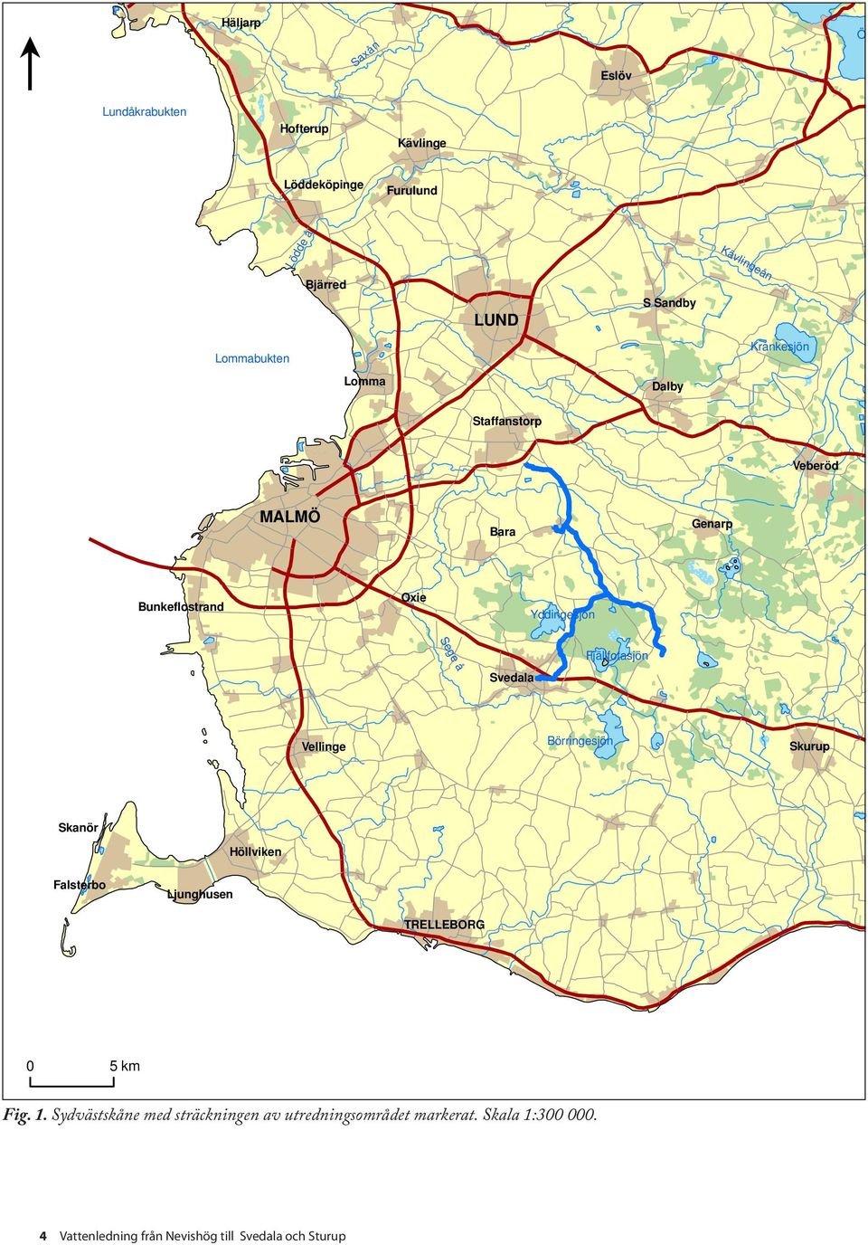 Svedala Fjällfotasjön Vellinge Börringesjön Skurup Skanör Höllviken Falsterbo Ljunghusen TRELLEBORG 0 5 km Fig. 1.