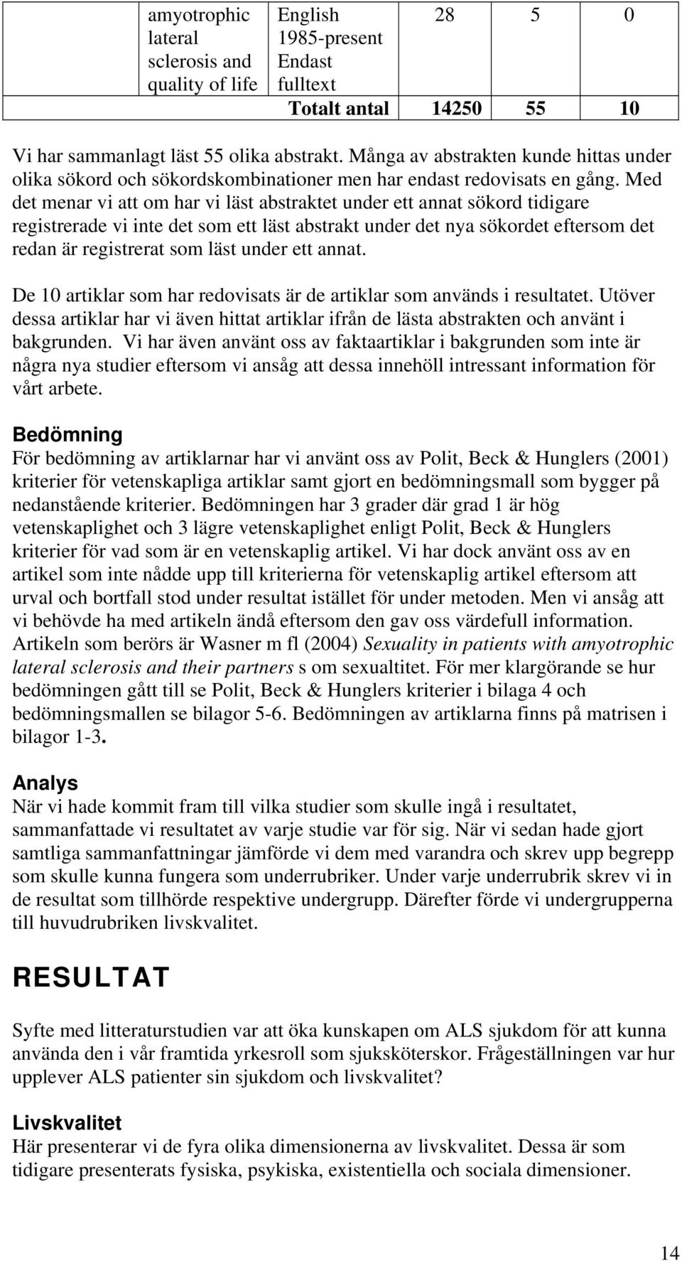 Med det menar vi att om har vi läst abstraktet under ett annat sökord tidigare registrerade vi inte det som ett läst abstrakt under det nya sökordet eftersom det redan är registrerat som läst under