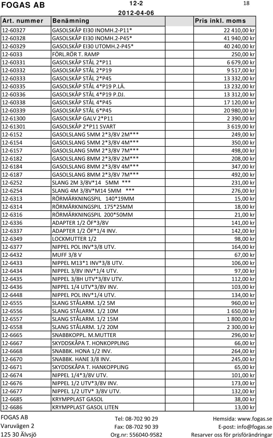 13 232,00 kr 12 60336 GASOLSKÅP STÅL 4*P19 P.DJ.