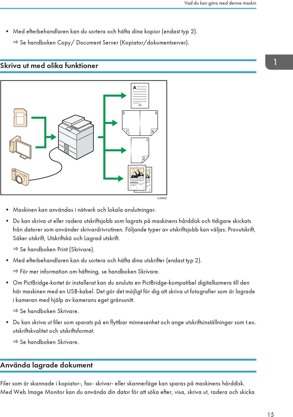 Du kan skriva ut eller radera utskriftsjobb som lagrats på maskinens hårddisk och tidigare skickats från datorer som använder skrivardrivrutinen.