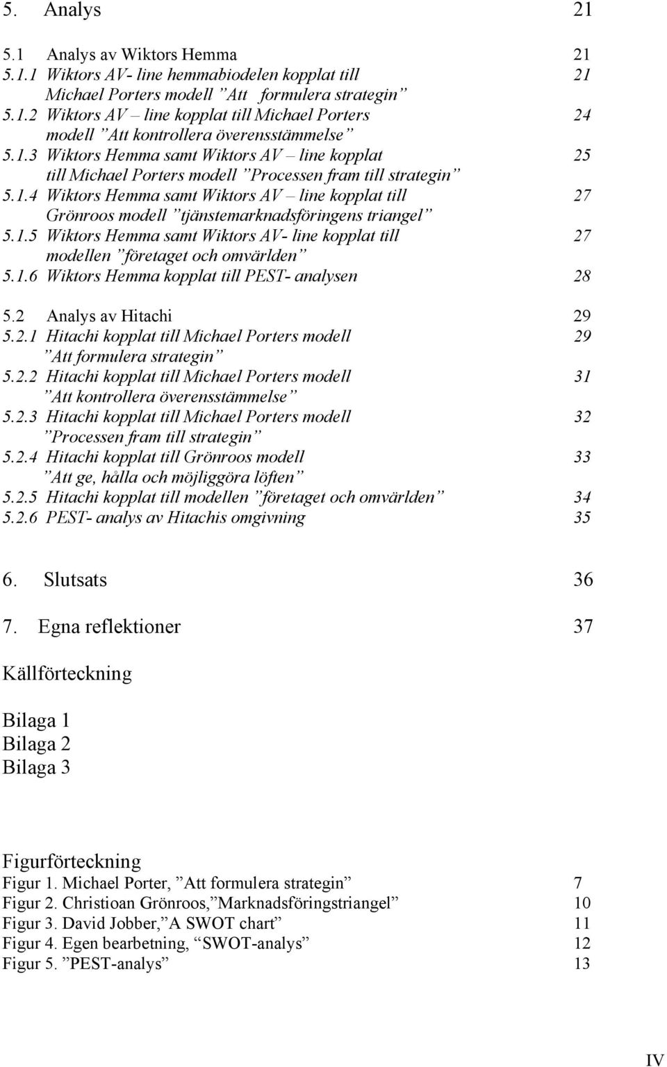 1.5 Wiktors Hemma samt Wiktors AV- line kopplat till 27 modellen företaget och omvärlden 5.1.6 Wiktors Hemma kopplat till PEST- analysen 28 5.2 Analys av Hitachi 29 5.2.1 Hitachi kopplat till Michael Porters modell 29 Att formulera strategin 5.