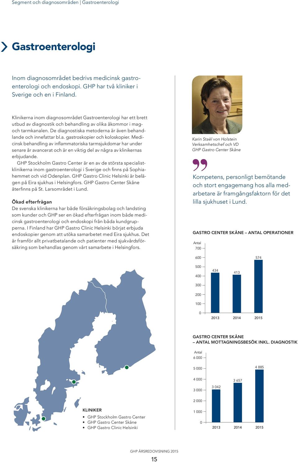 De diagnostiska metoderna är även behandlande och innefattar bl.a. gastroskopier och koloskopier.