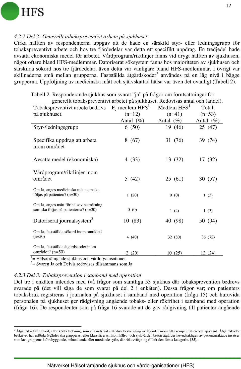 Datoriserat söksystem fanns hos majoriteten av sjukhusen och särskilda sökord hos tre fjärdedelar, även detta var vanligare bland HFS-medlemmar. I övrigt var skillnaderna små mellan grupperna.