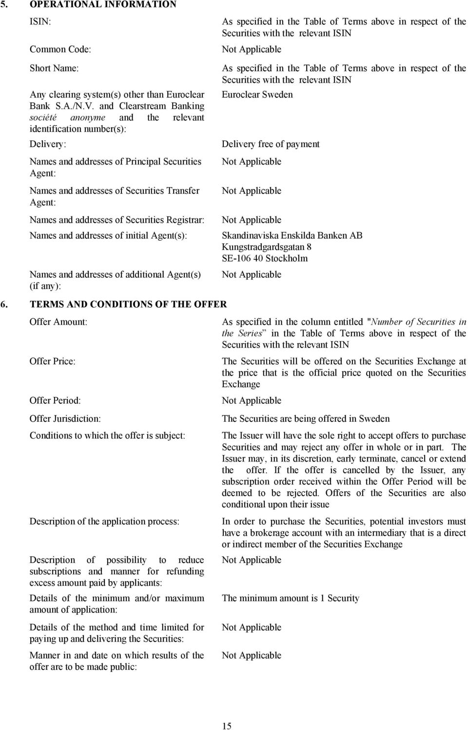 and Clearstream Banking société anonyme and the relevant identification number(s): Delivery: Names and addresses of Principal Securities Agent: Names and addresses of Securities Transfer Agent: Names