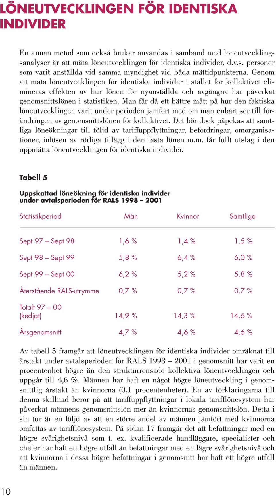 Man får då ett bättre mått på hur den faktiska löneutvecklingen varit under perioden jämfört med om man enbart ser till förändringen av genomsnittslönen för kollektivet.