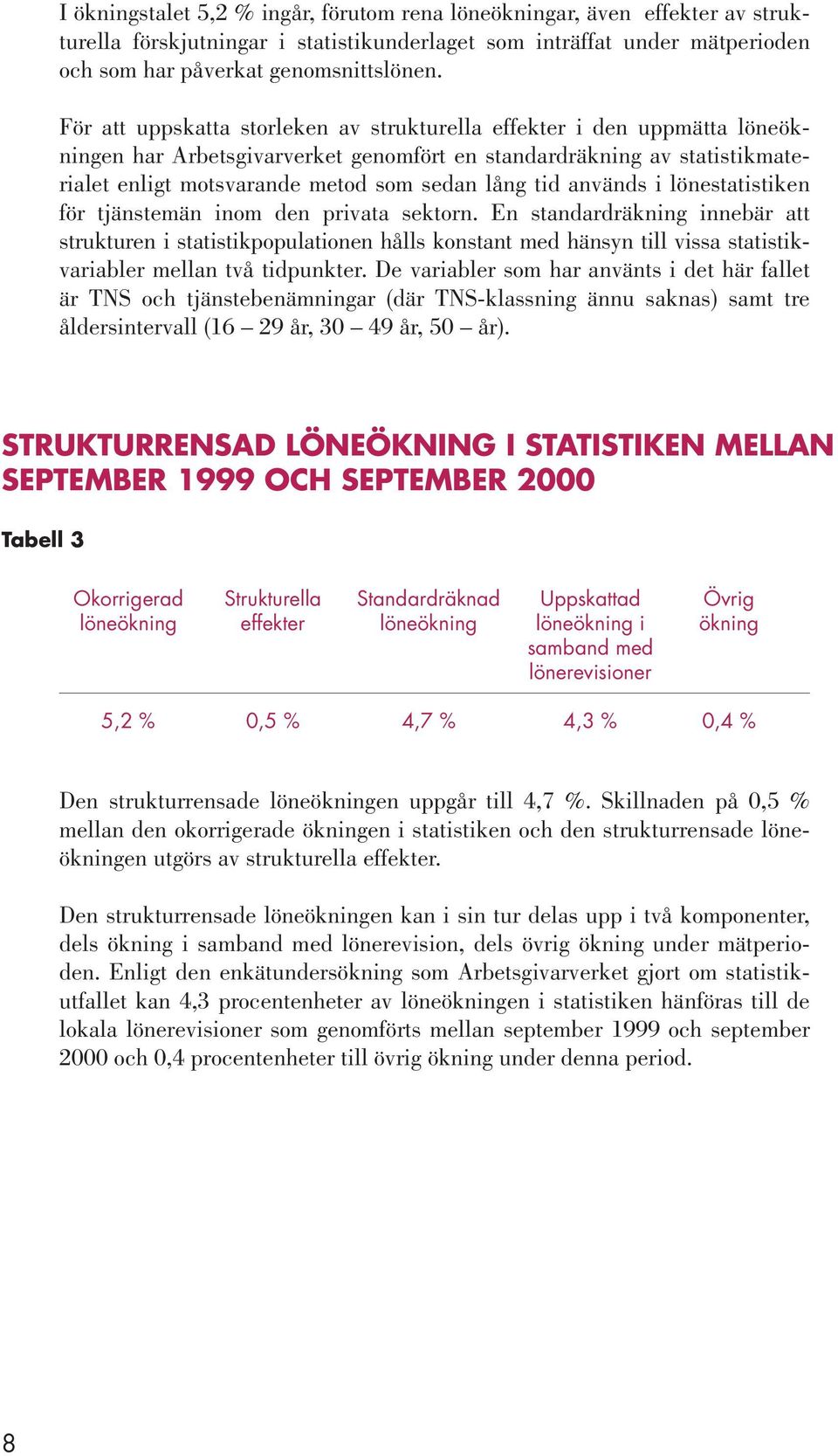 används i lönestatistiken för tjänstemän inom den privata sektorn.