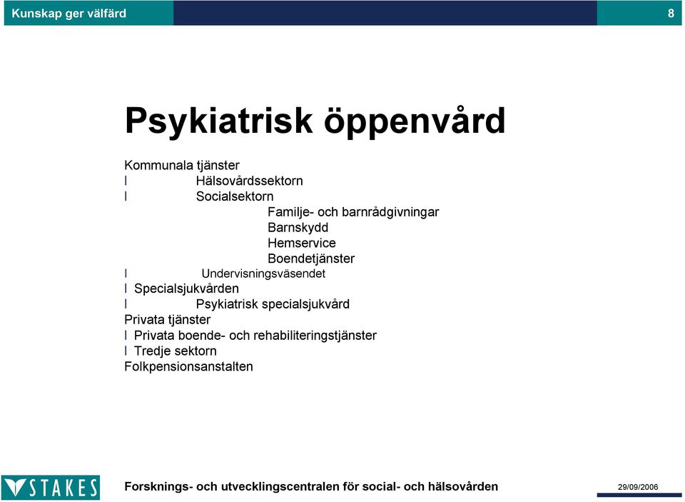 Undervisningsväsendet Specialsjukvården Psykiatrisk specialsjukvård Privata