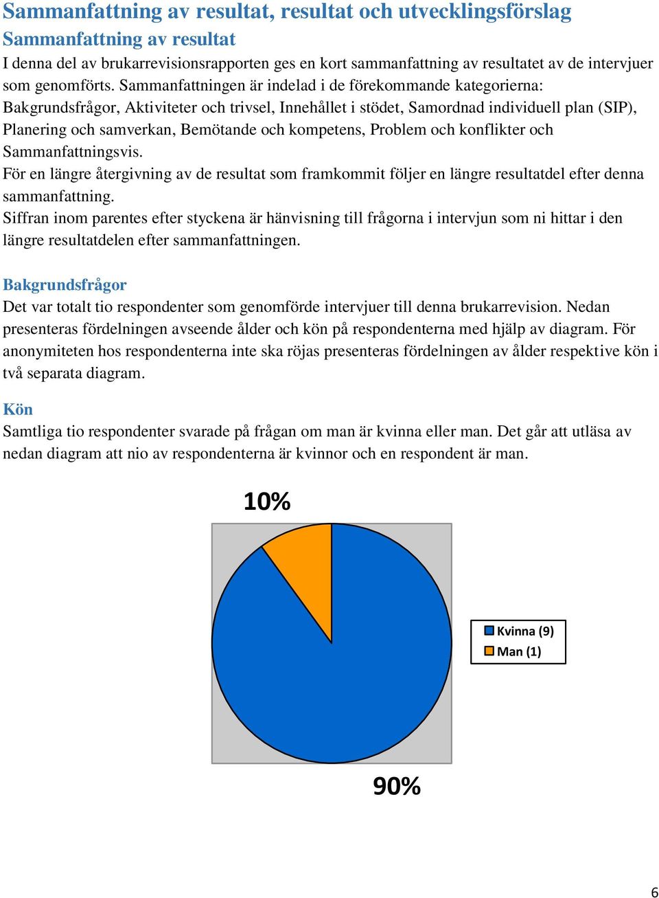 kompetens, Problem och konflikter och Sammanfattningsvis. För en längre återgivning av de resultat som framkommit följer en längre resultatdel efter denna sammanfattning.