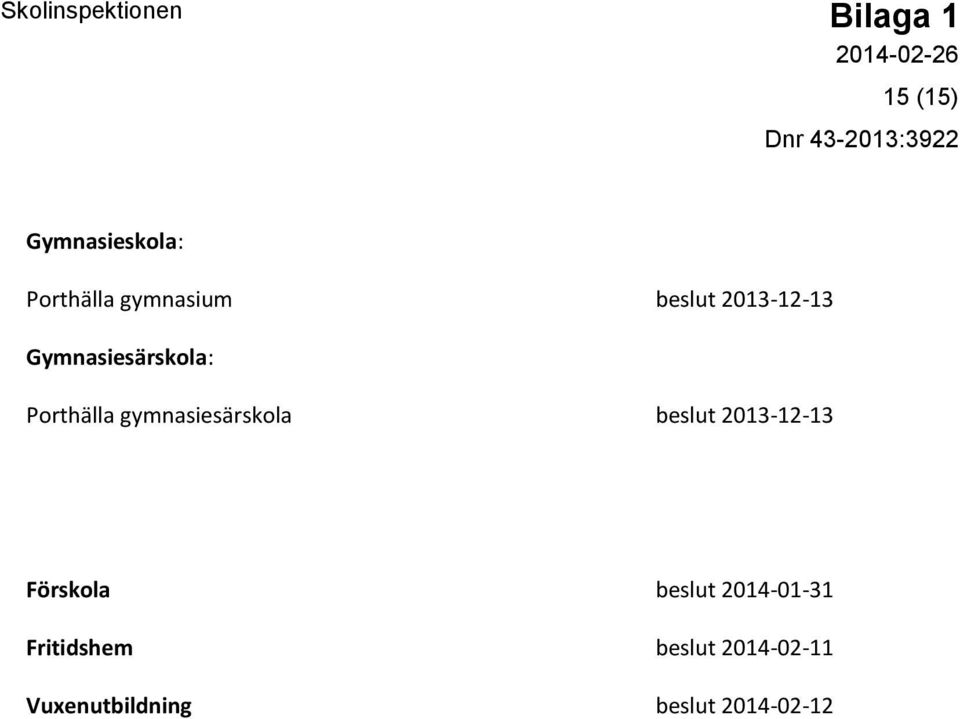 gymnasiesärskola beslut 2013-12-13 Förskola Fritidshem