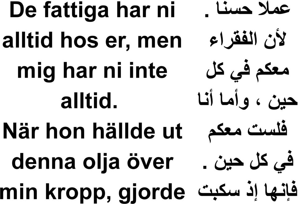 När hon hällde ut لن الفقراء معكم في كل حين